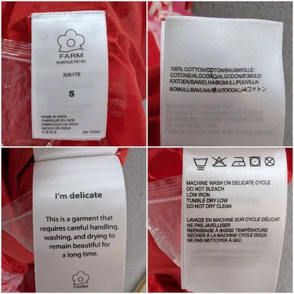 FARM Rio Summer Sunrise Midi Dress Red Short Sleeve Belted Back Cut Out Size S - Picture 6 of 13